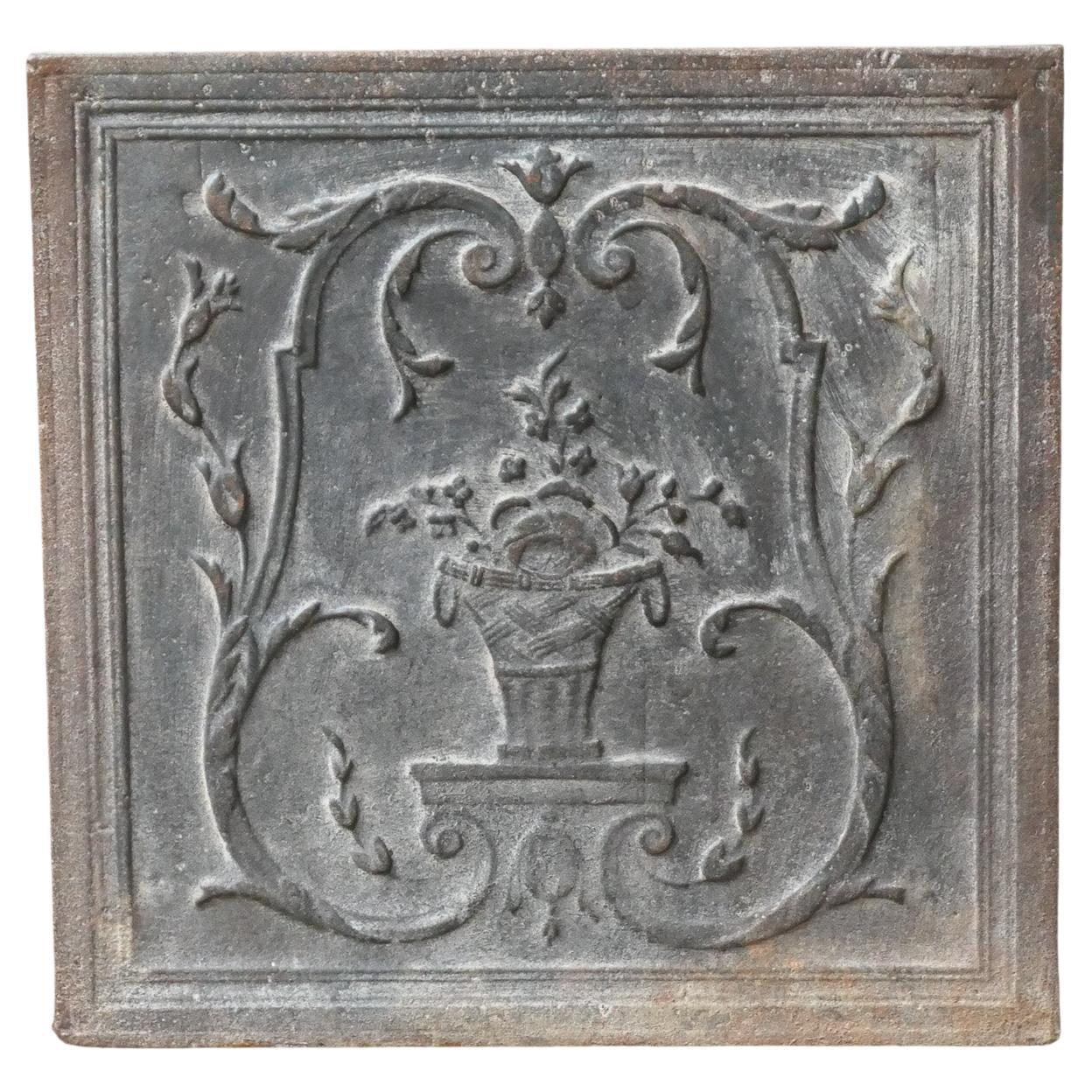 Plaque de cheminée / crédence arrière néoclassique française Flower Basket, 18e - 19e siècle en vente