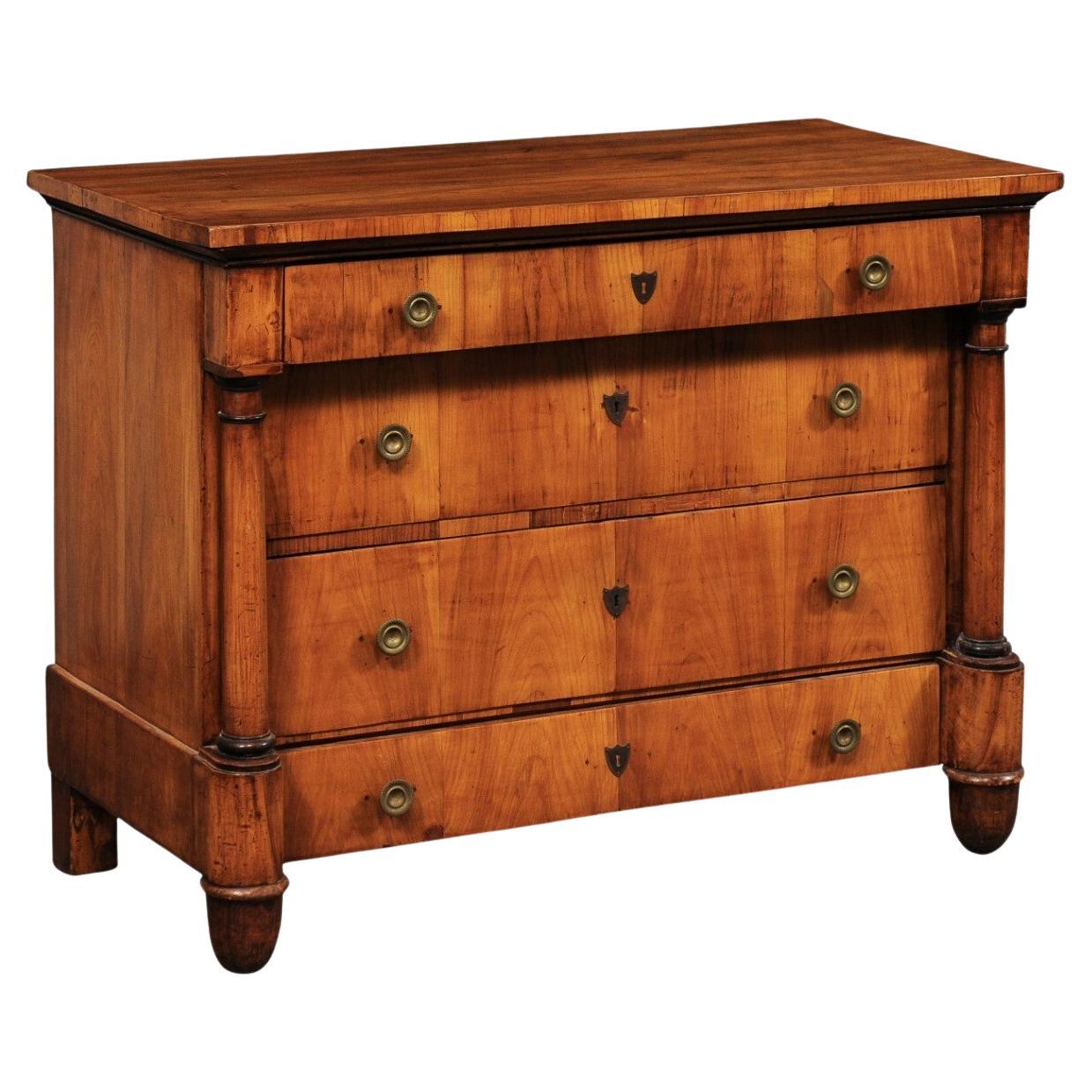 French Neoclassical Four-Drawer Commode w/Rounded Column Side Posts im Angebot