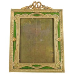 French Neoclassical Gilt Bronze and Green Enamel Picture Frame