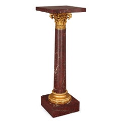 French, Neoclassical Gilt-Bronze and Rouge Griotte Marble Pedestal