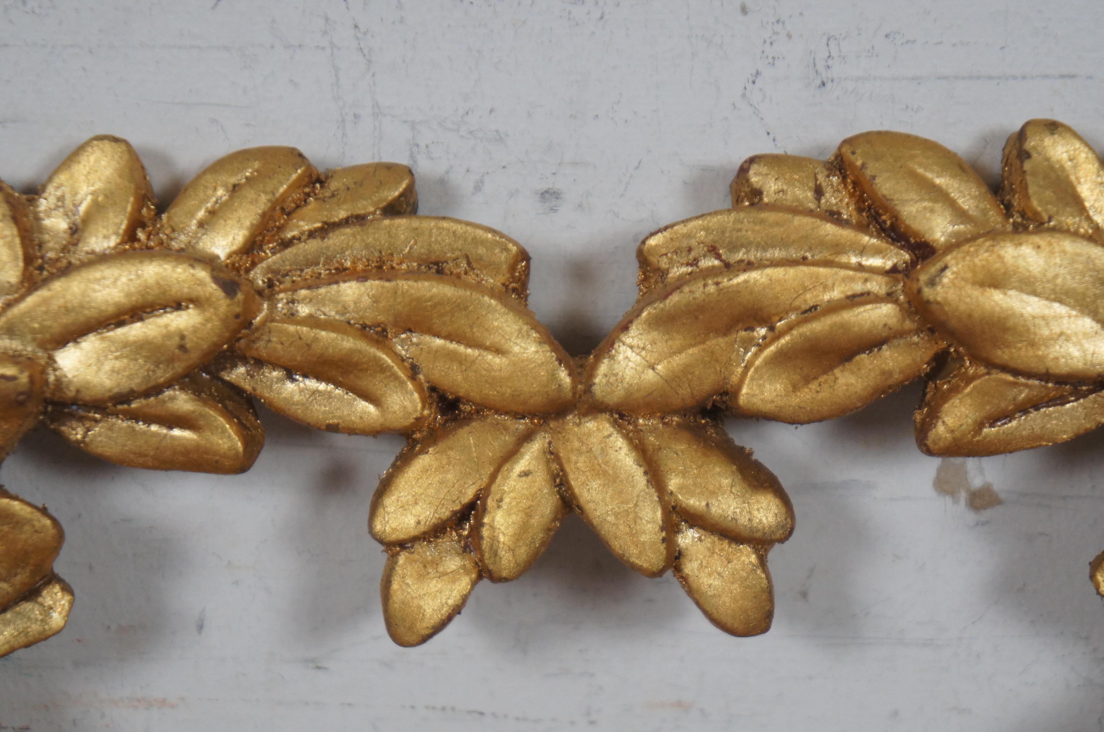 French Neoclassical Gold Giltwood Laurel Wreath Garland Pediment Wall Plaque 5
