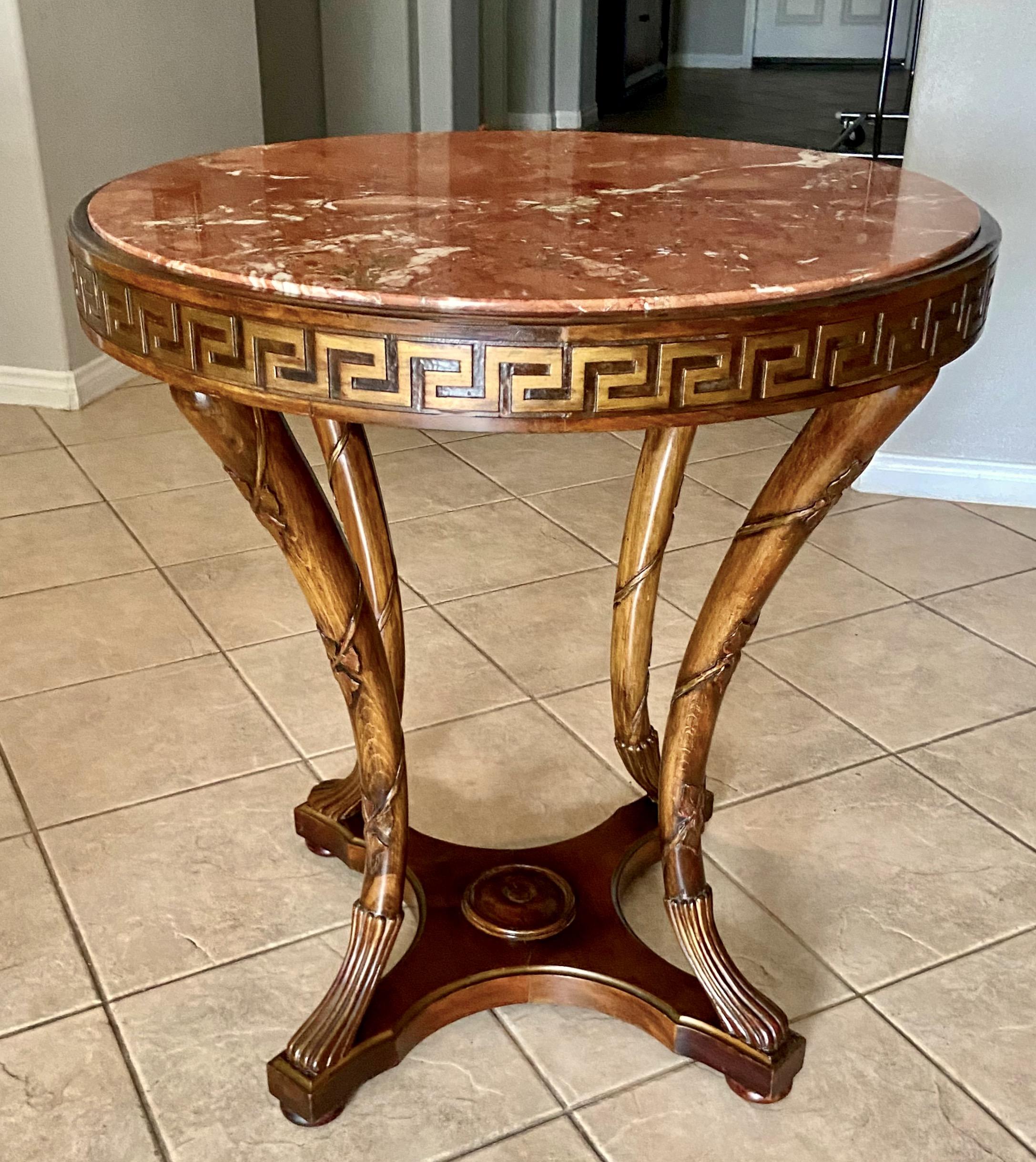 French Neoclassical Greek Key Gueridon Side Table In Good Condition For Sale In Palm Springs, CA