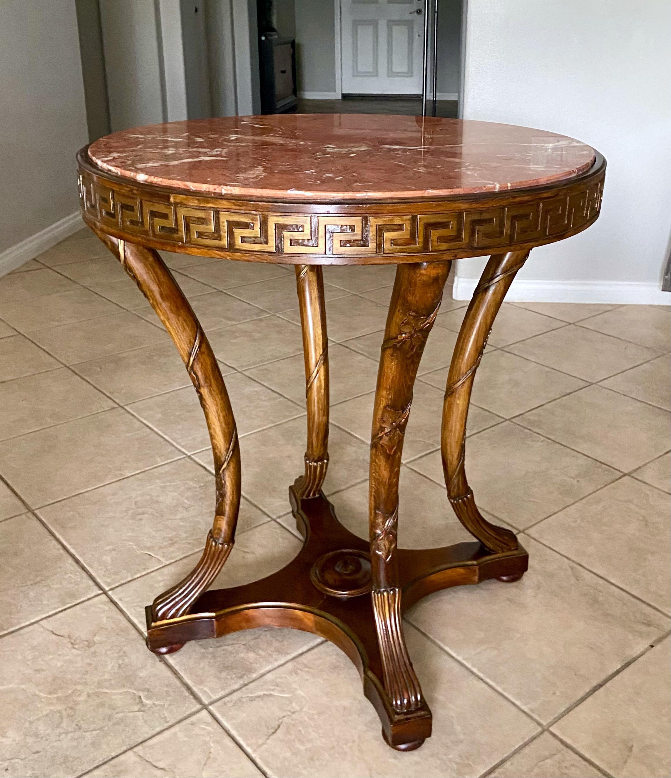 French Neoclassical Greek Key Gueridon Side Table For Sale 1