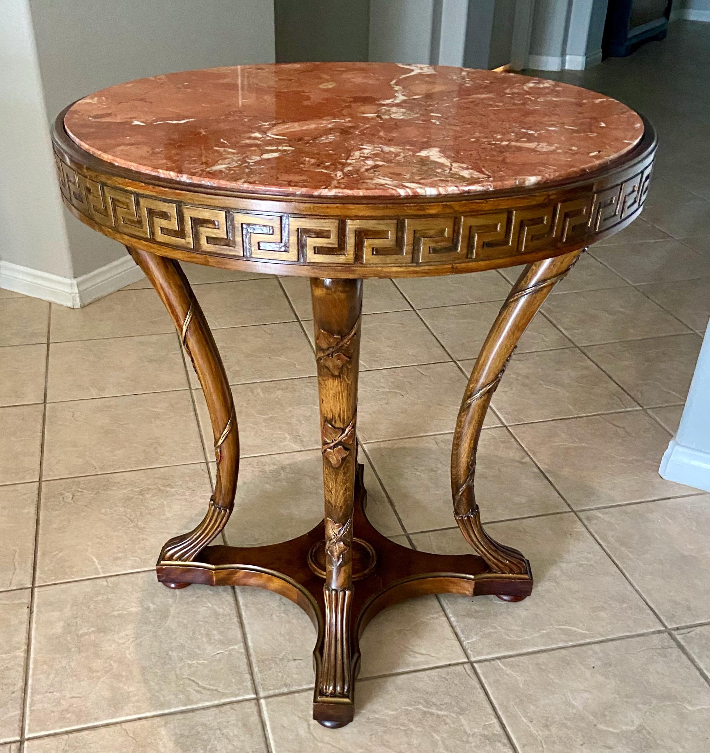 French Neoclassical Greek Key Gueridon Side Table For Sale 2