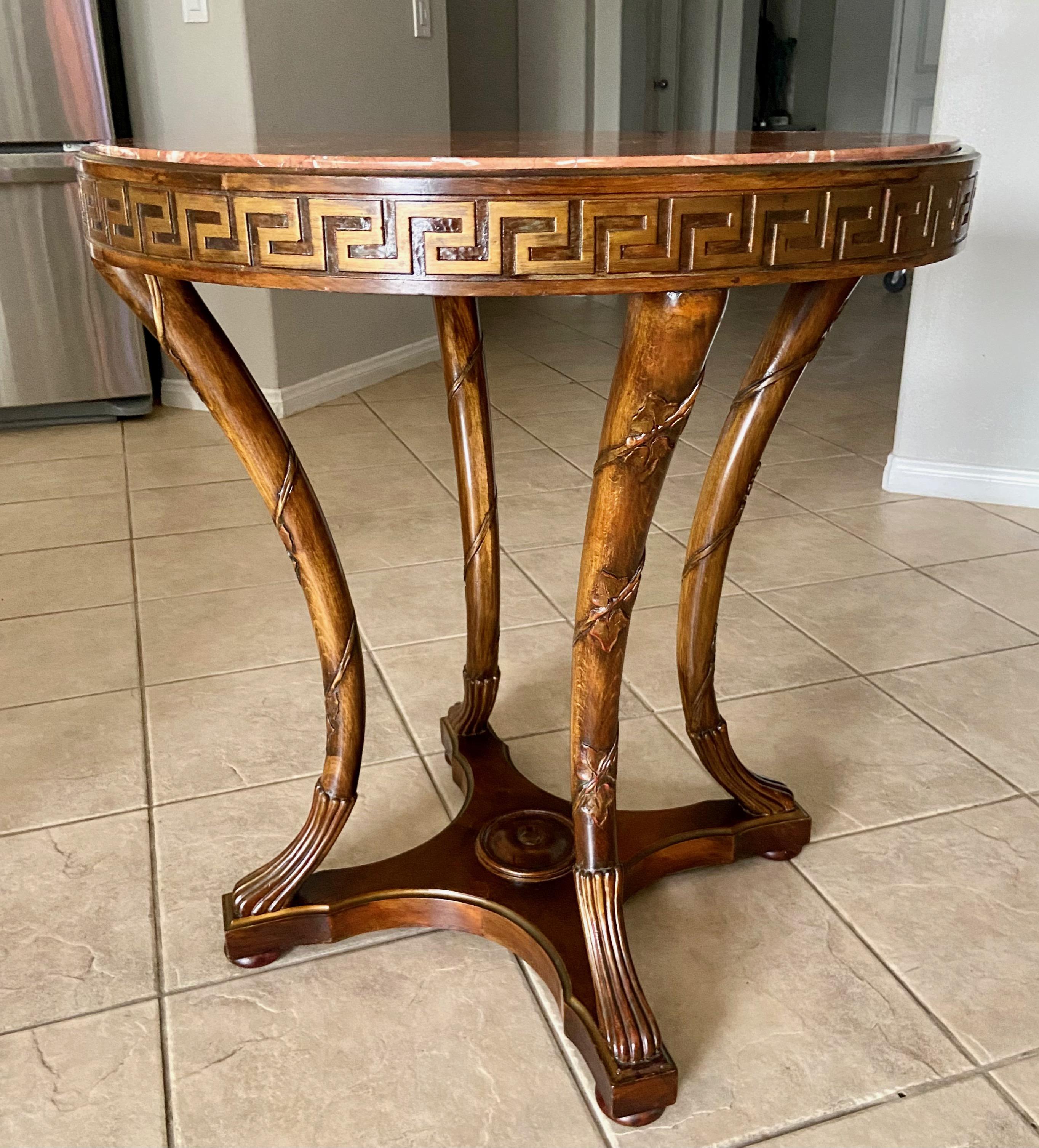French Neoclassical Greek Key Gueridon Side Table For Sale 4