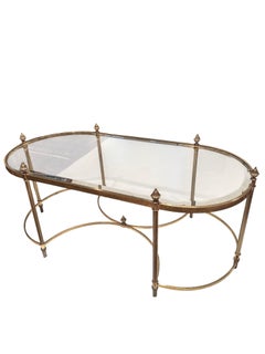 French Neoclassical Hollywood Regency Maison Jensen Style Oval Coffee Table