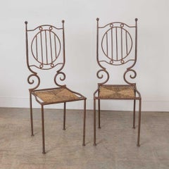 Fauteuil d'appoint néoclassique français en fer et Woven Accents