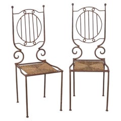Fauteuil d'appoint néoclassique français en fer et Woven Accents