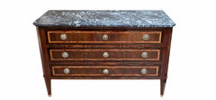 French Neoclassical Kingwood Inlaid Chest of Drawers with Marble Top