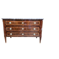 French Neoclassical Kingwood Inlaid Chest of Drawers with Marble Top