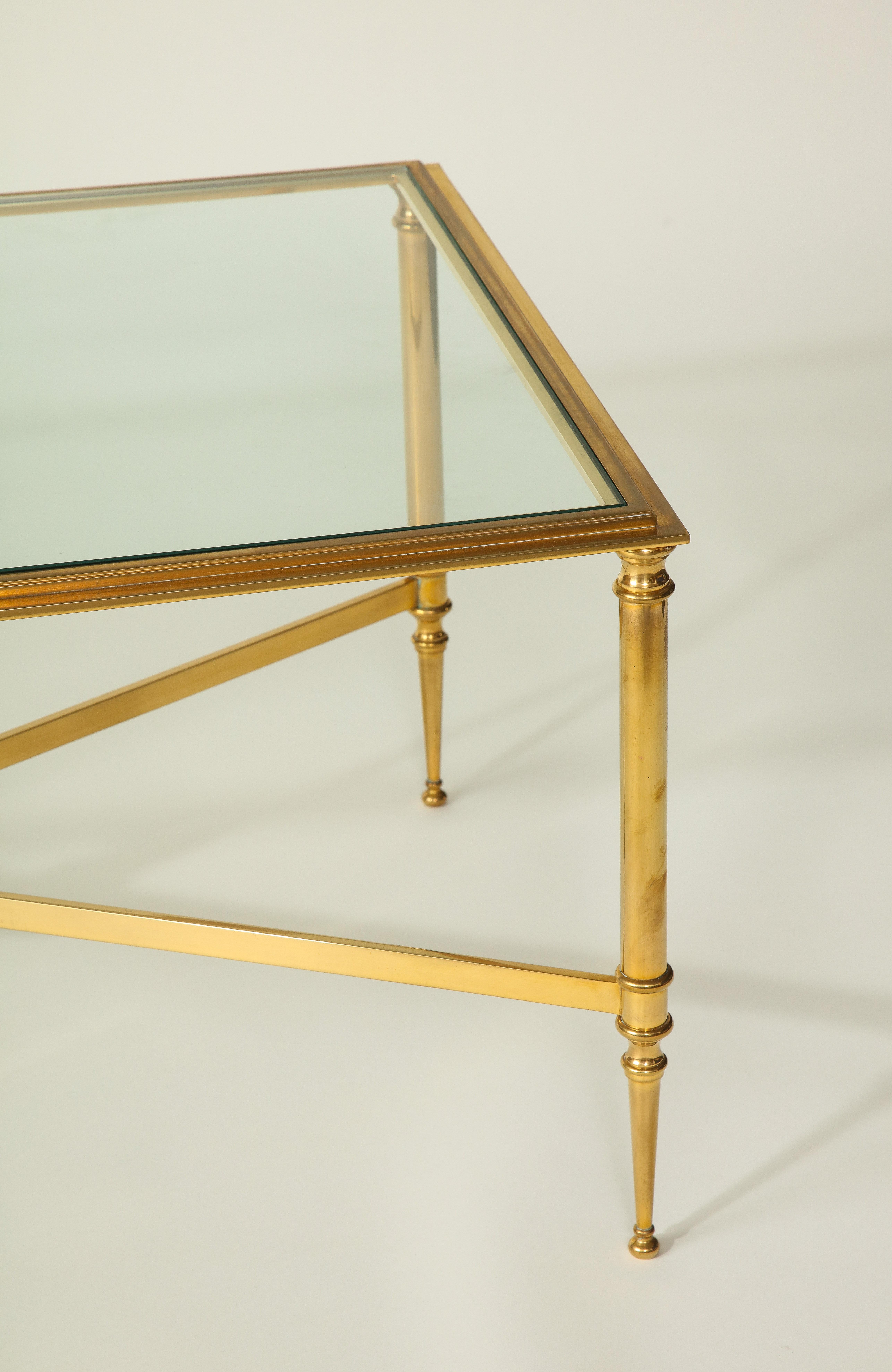Neoclassical Revival French Neoclassical Lacquered Brass and Glass Coffee Table