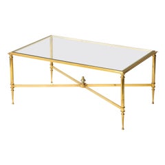 French Neoclassical Lacquered Brass and Glass Coffee Table