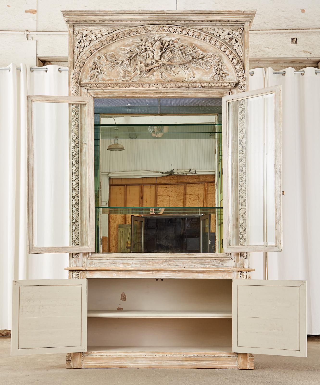 French Neoclassical Louis XVI Style Pine Bookcase Display Cabinet 1