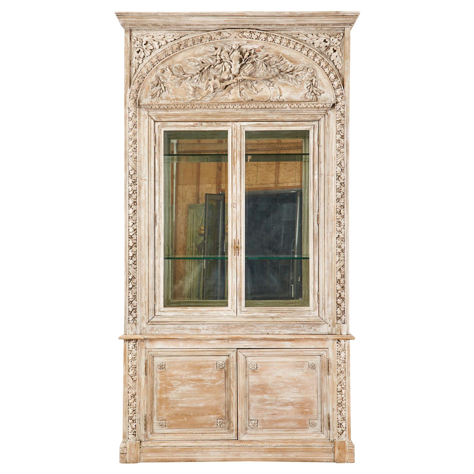 French Neoclassical Louis XVI Style Pine Bookcase Display Cabinet