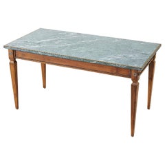 French Neoclassical Mahogany Marble-Top Cocktail Table
