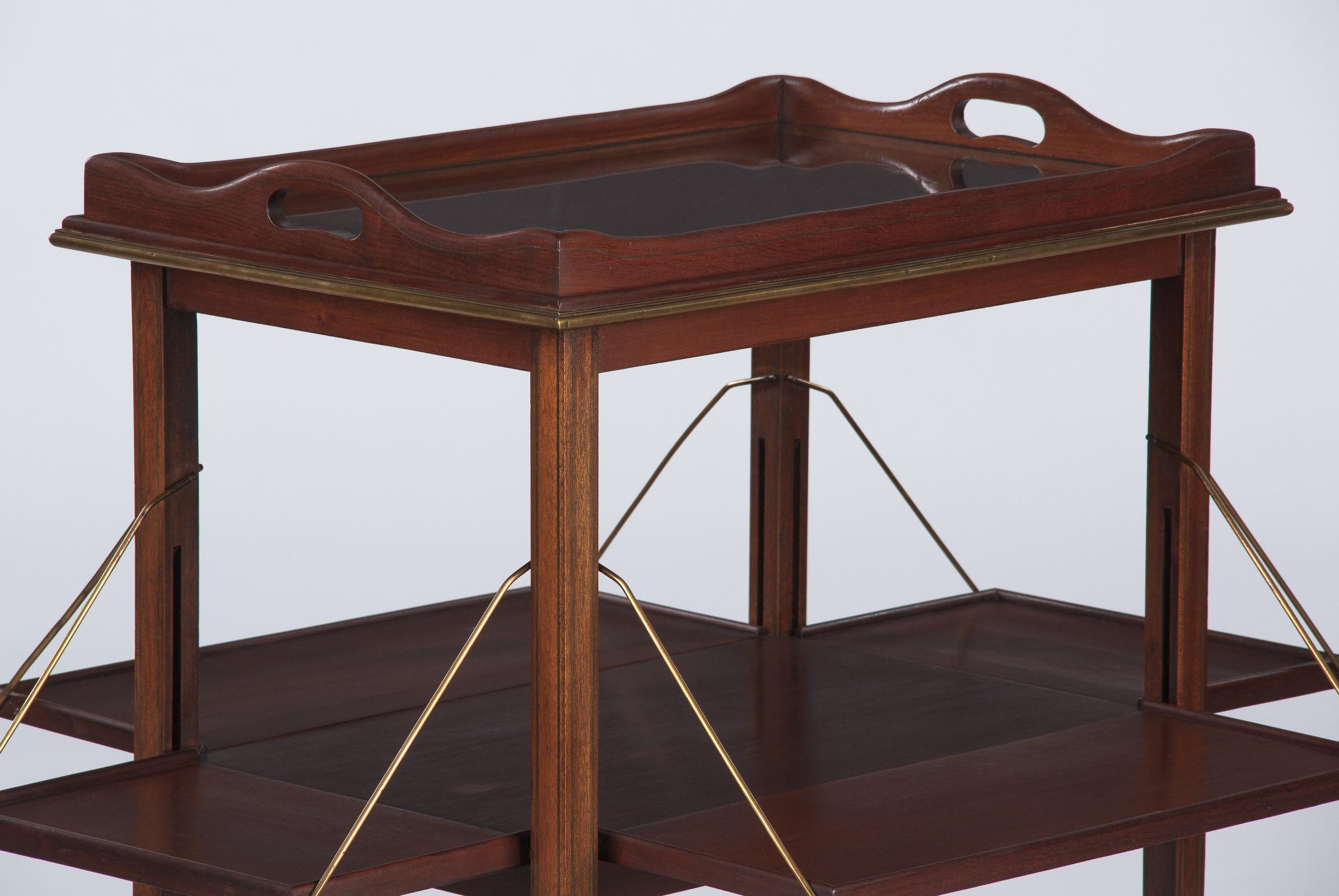 Brass French Neoclassical Mahogany and Rosewood Serving Table, 1920s