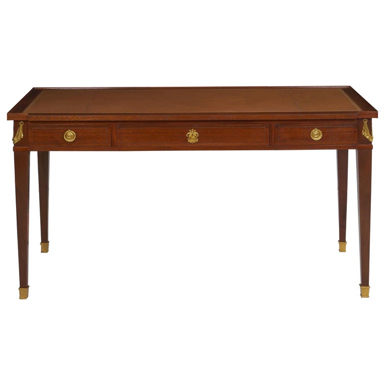 French Neoclassical Mahogany Writing Table Desk by Mercier Frères