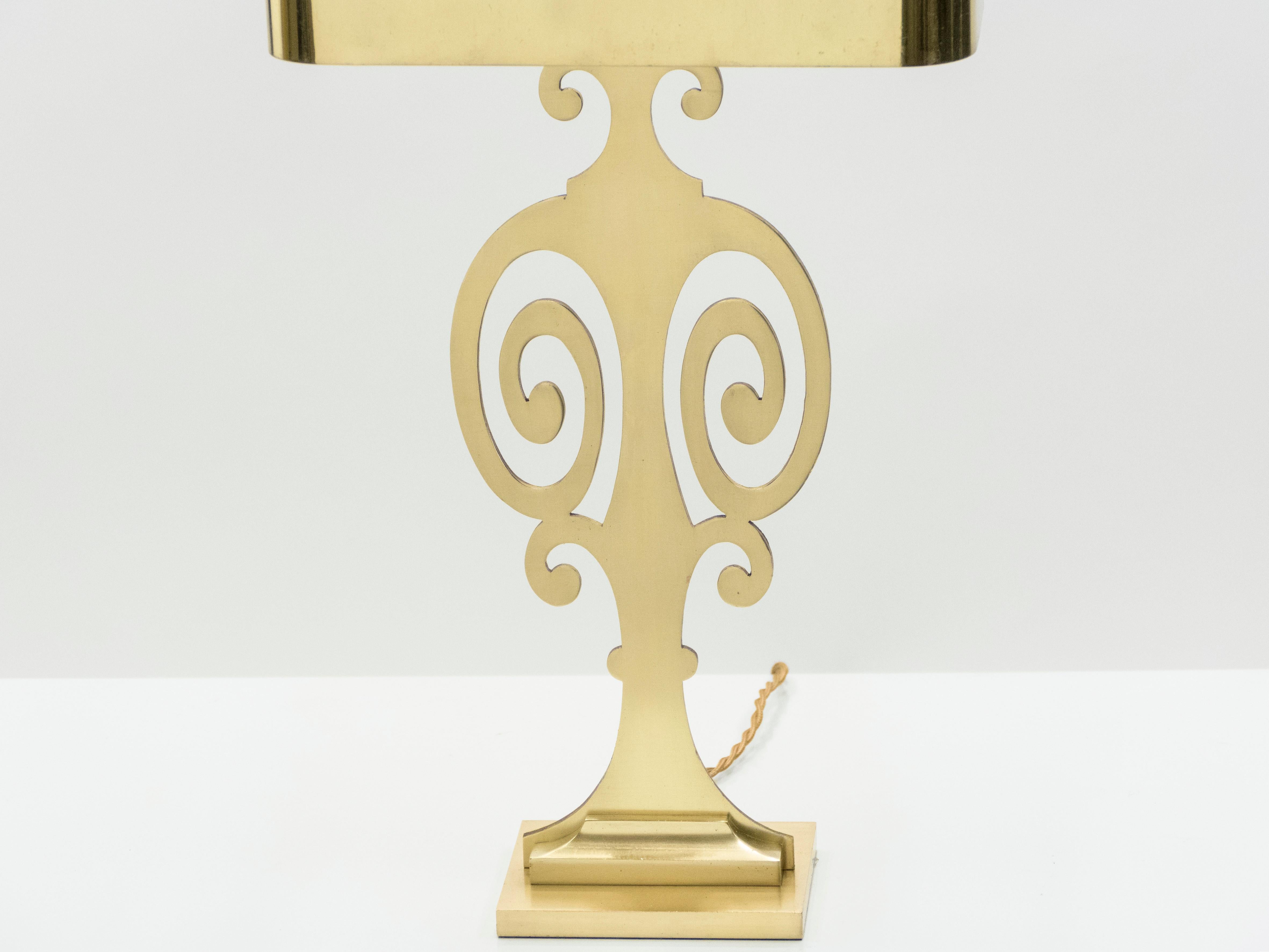 Brass French neoclassical Maison Charles brass lamp 1970s