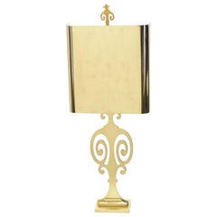 Vintage French Neoclassical Maison Charles Brass Lamp, 1970s
