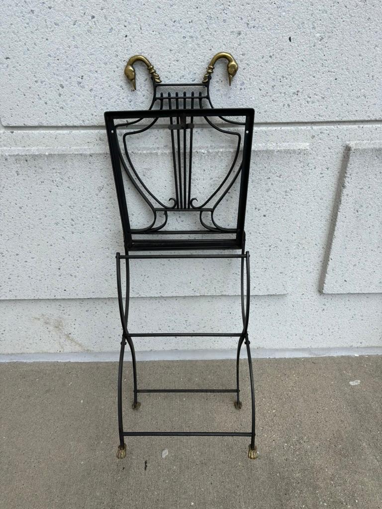 French Neoclassical Maison Jansen Iron and Bronze Folding Garden or Side Chair 6