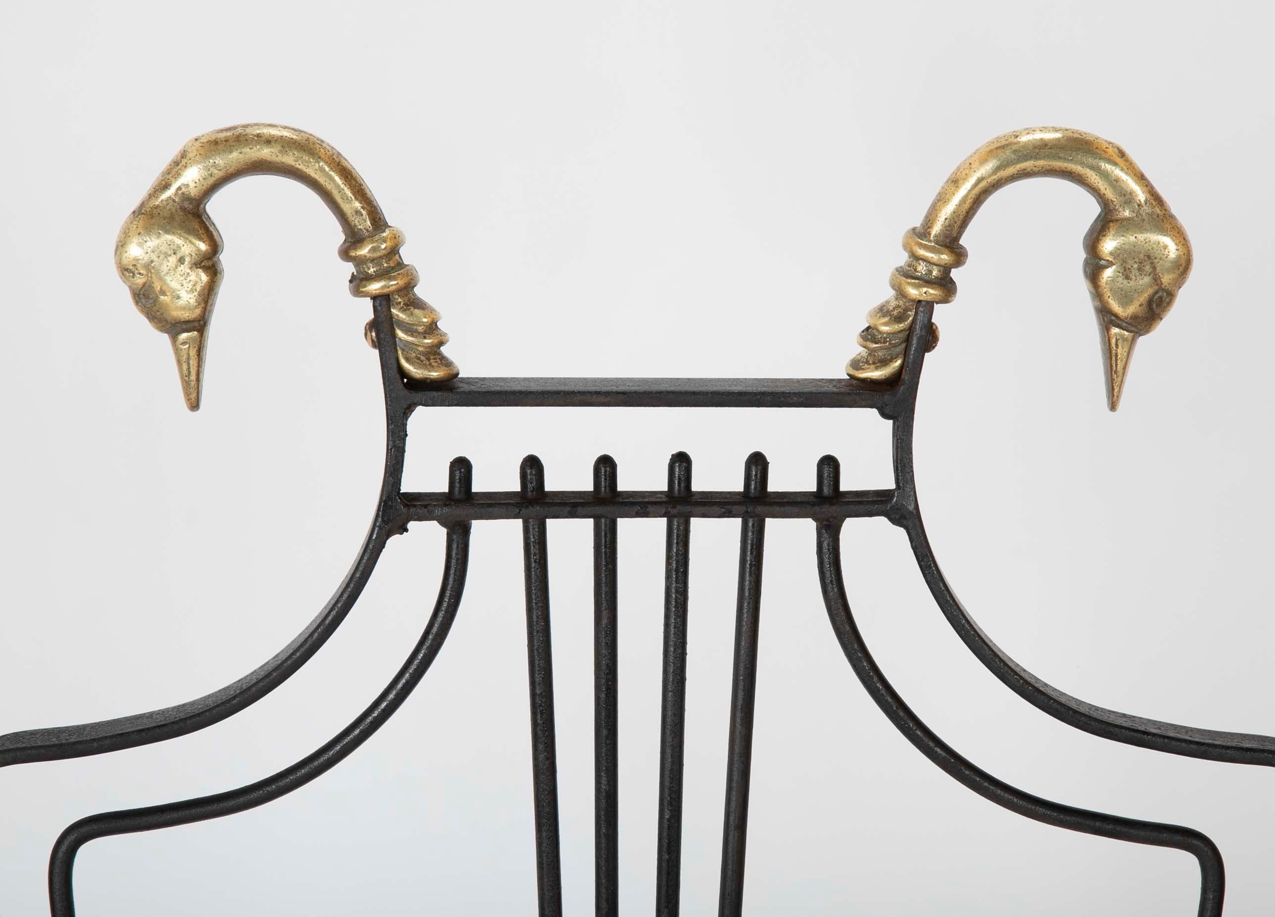 French Neoclassical Maison Jansen Iron and Bronze Folding Garden or Side Chair In Good Condition In Stamford, CT