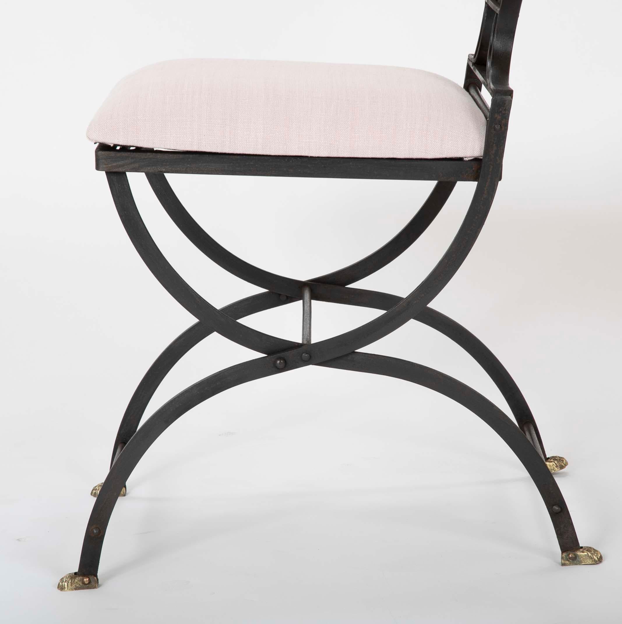 French Neoclassical Maison Jansen Iron and Bronze Folding Garden or Side Chair 4