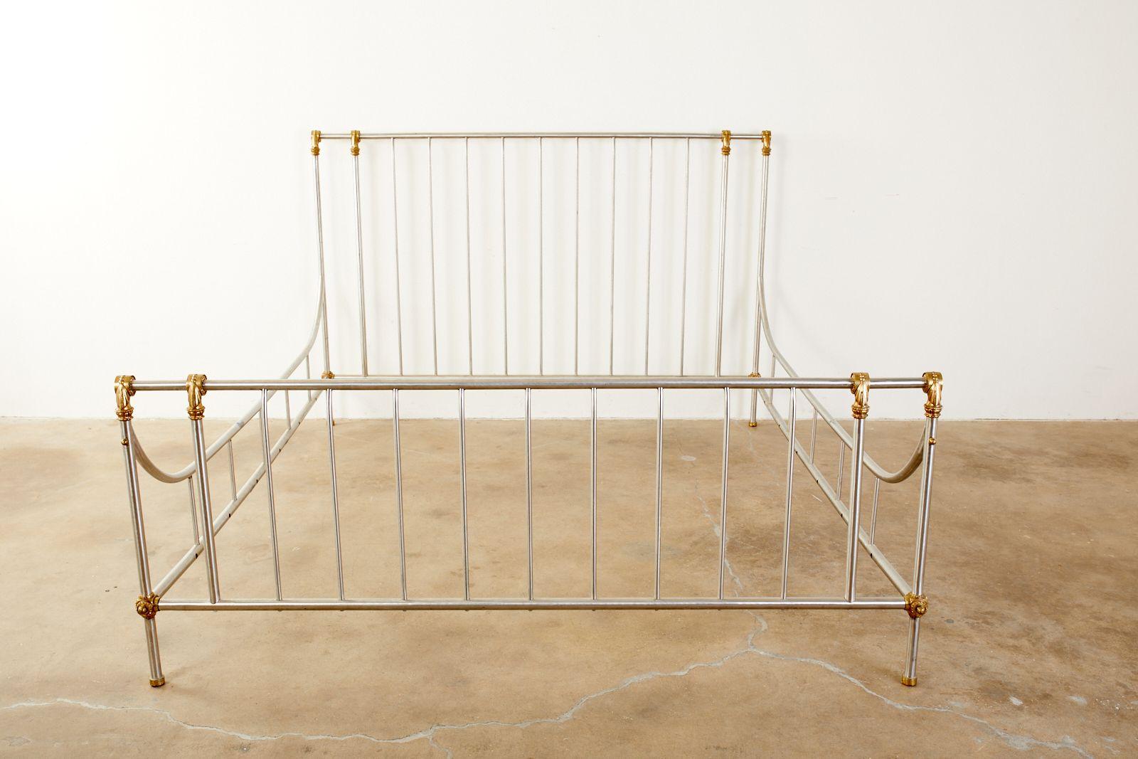 Hand-Crafted French Neoclassical Maison Jansen Style Bronze Steel Bed