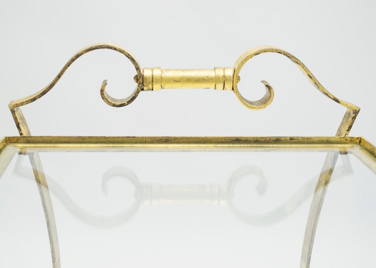 French Neoclassical Maison Ramsay Gilded Iron Bar Cart, 1940s For Sale 4
