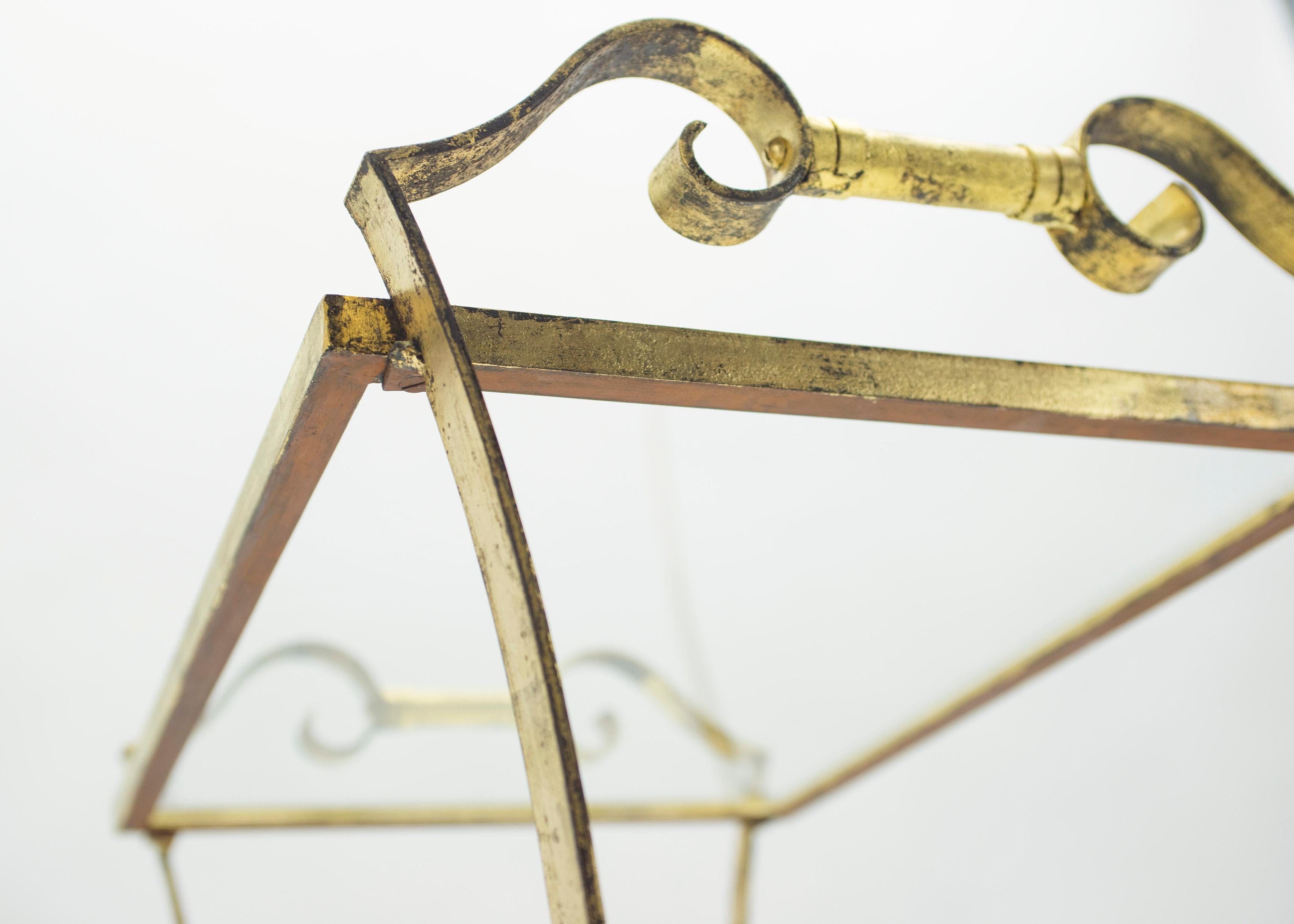 French Neoclassical Maison Ramsay Gilded Iron Bar Cart, 1940s For Sale 5