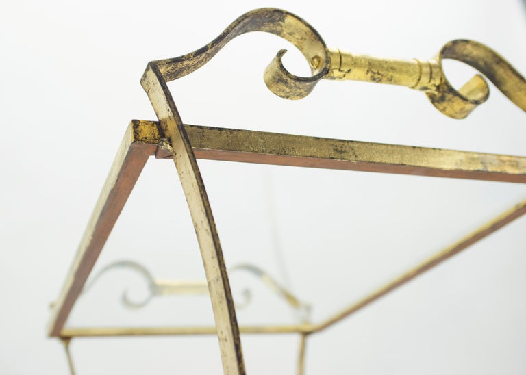 French Neoclassical Maison Ramsay Gilded Iron Bar Cart, 1940s For Sale 6