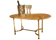 Maison Ramsay Marble & Brass Kidney Shaped Side Table