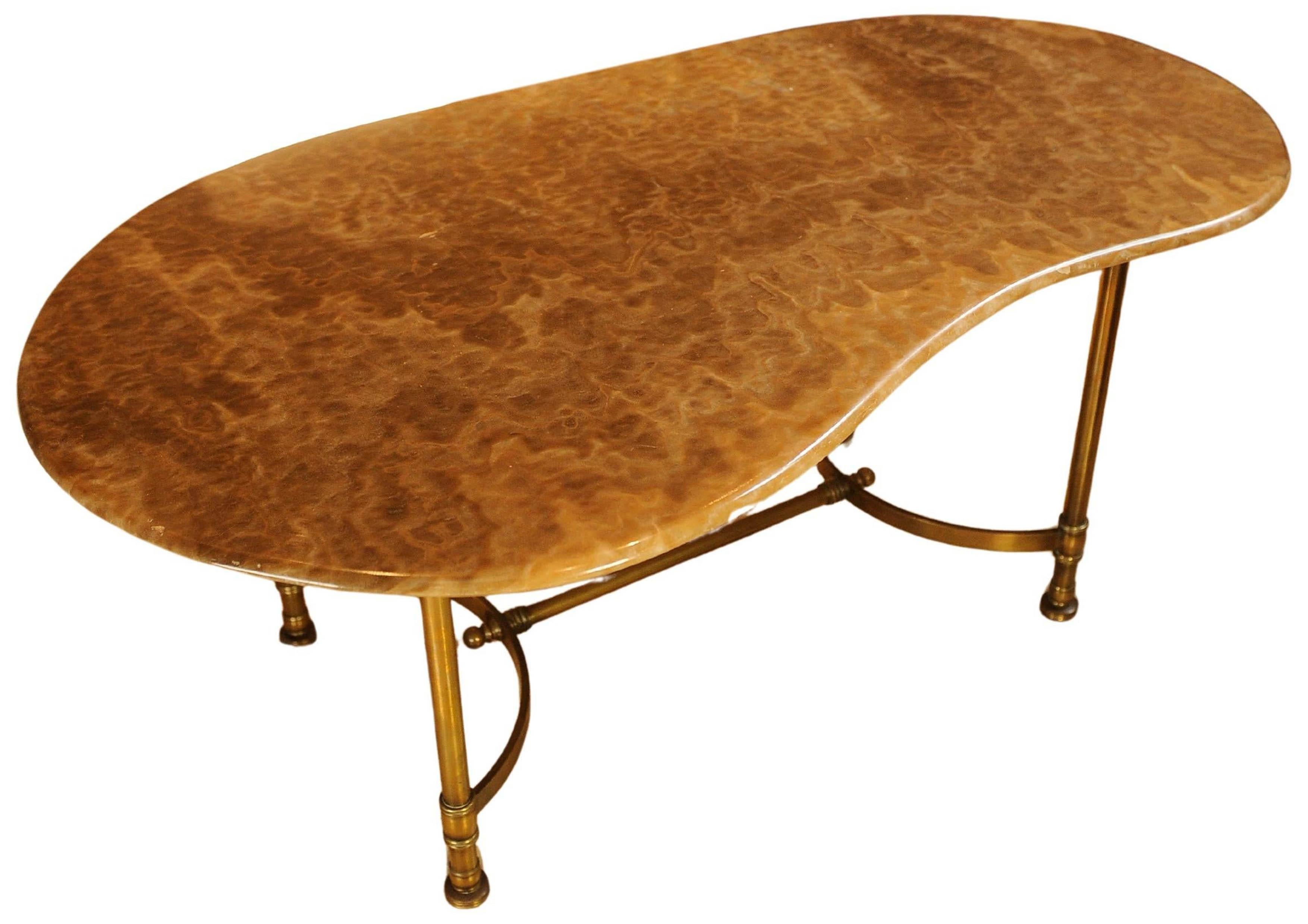 Laiton Cocktail Tables en marbre et laiton de la Maison Ramsay, de style néoclassique français en vente