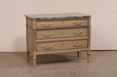 French Neoclassical Marble Top Commode w/Brass Hardware, 19th C.