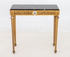 French Neoclassical Marble Top Giltwood Console