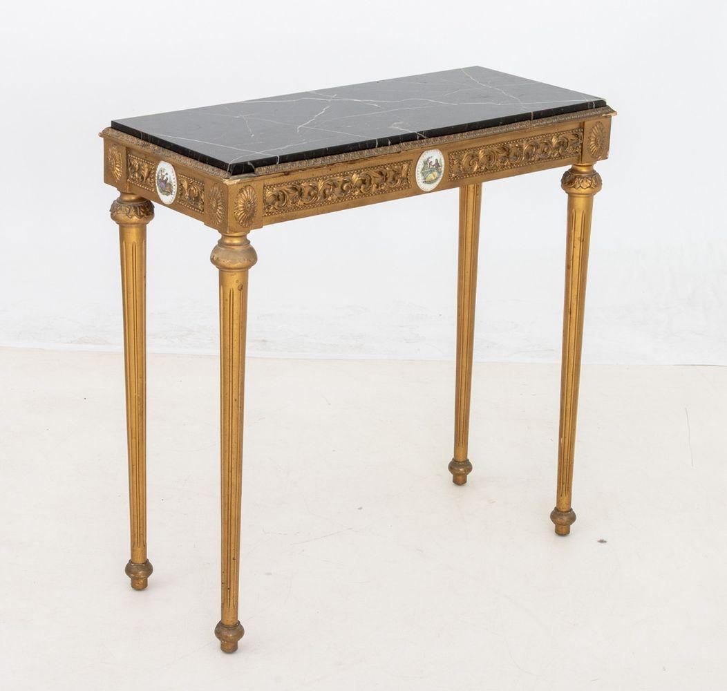 French Neoclassical Marble Top Giltwood Console For Sale 2