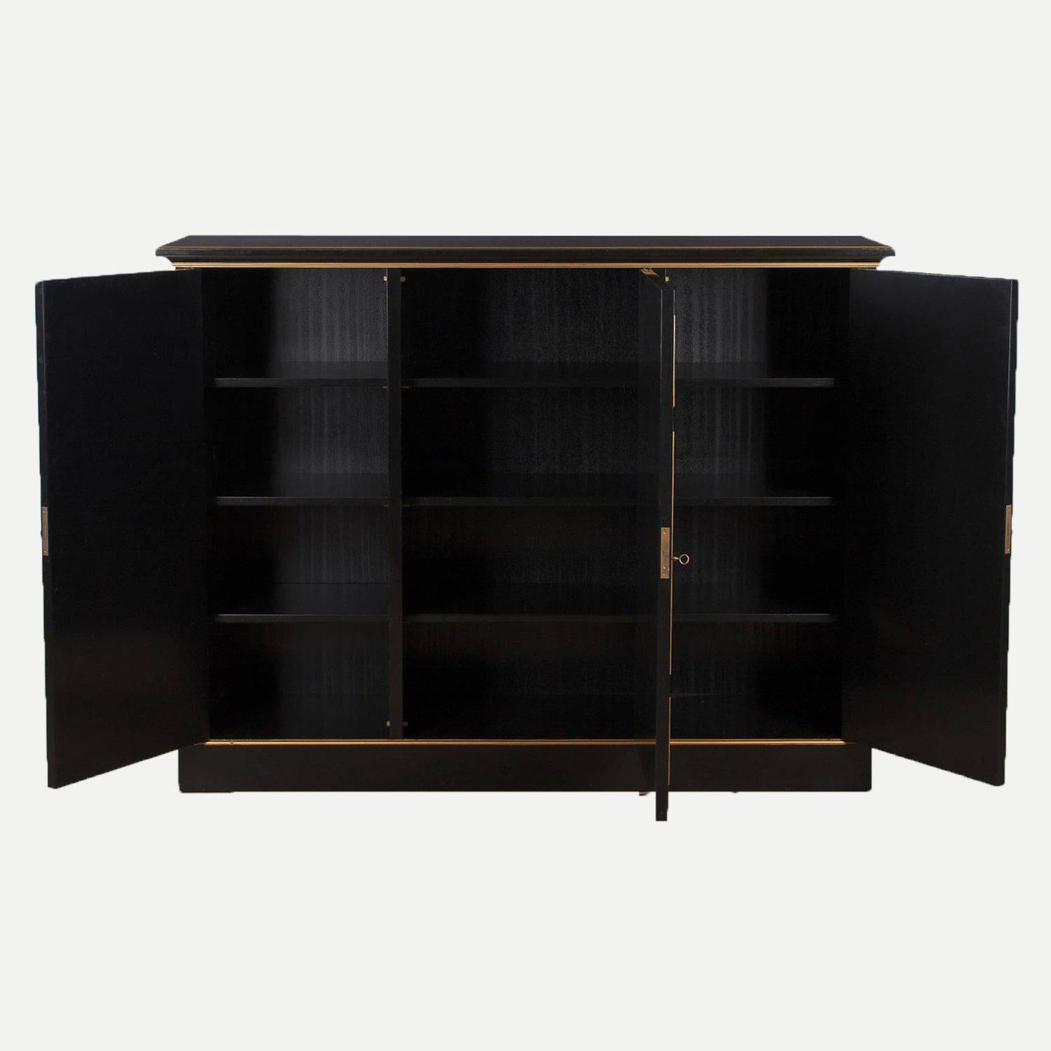 Brass French Neoclassical Maurice Hirsch Cabinet, 1950s