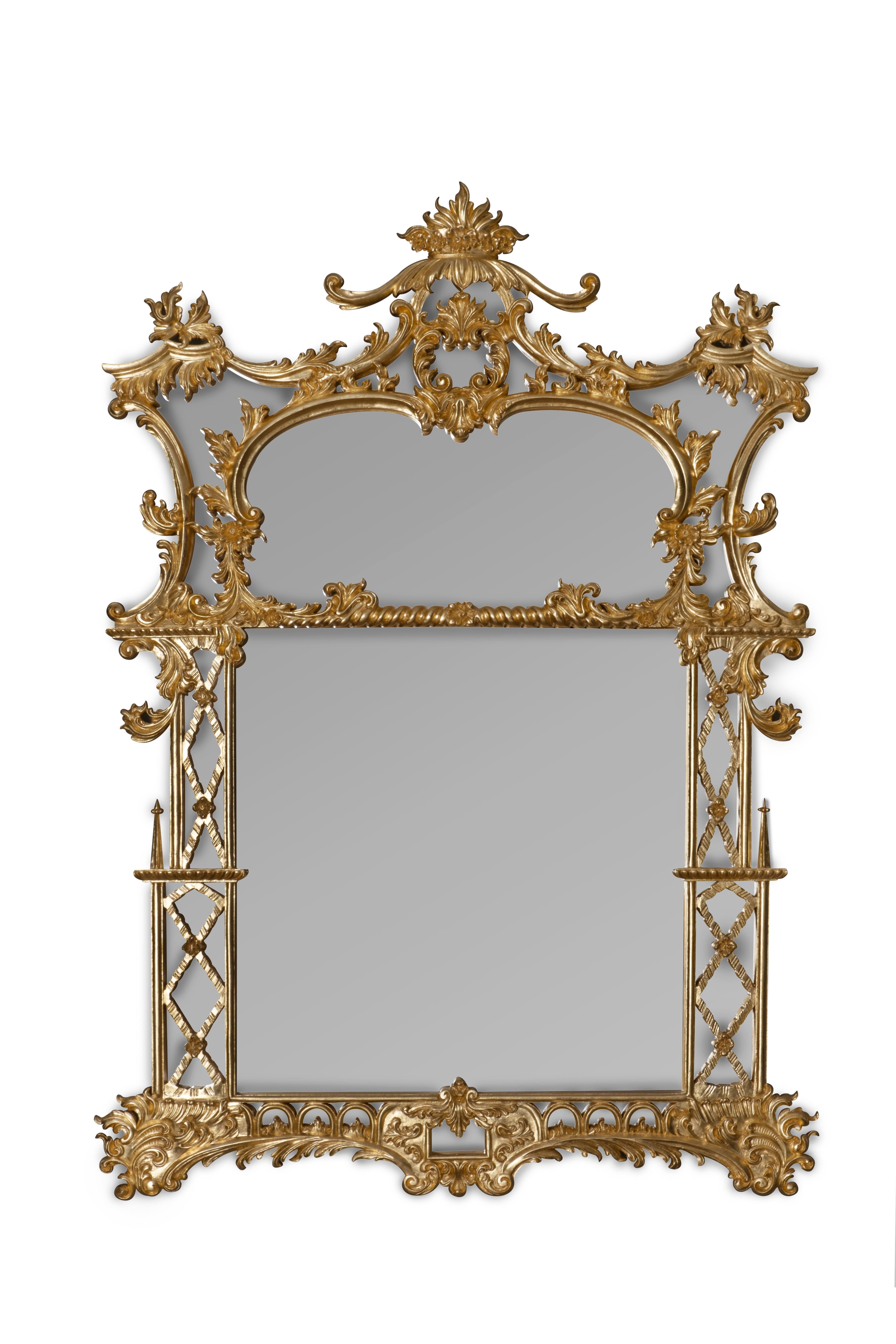 Portuguese French Neoclassical Mirror Grandioso Gold Leaf Handcarved in Portugal  For Sale