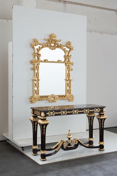 French Neoclassical Mirror Grandioso Gold Leaf Handcarved in Portugal