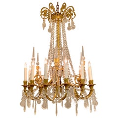 French Neoclassical Ormolu and Crystal 12-Light Chandelier, Paris, circa 1910