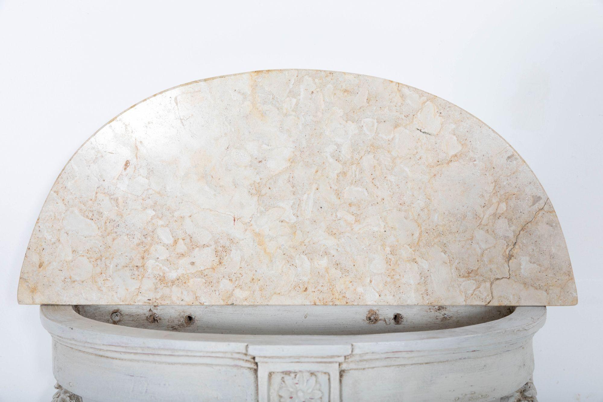 French Neoclassical Painted Marble Console Table For Sale 6