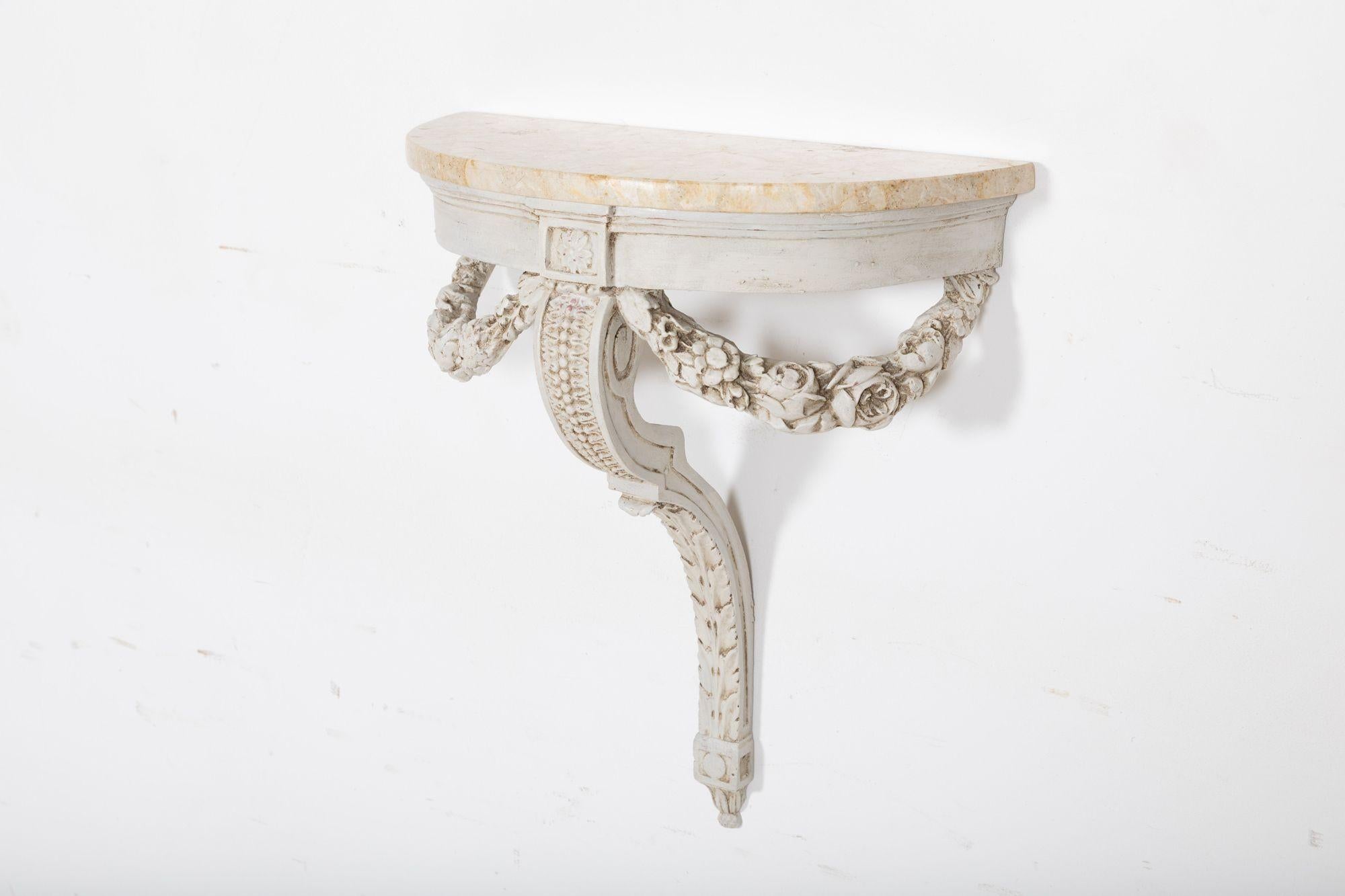French Neoclassical Painted Marble Console Table In Fair Condition For Sale In Staffordshire, GB