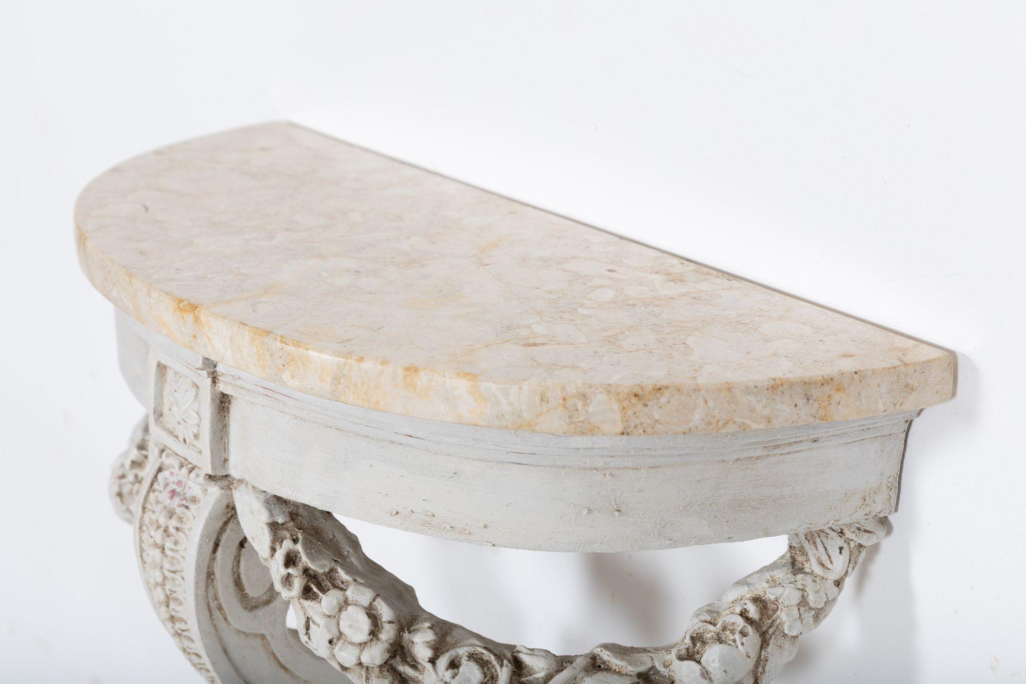 Mid-20th Century French Neoclassical Painted Marble Console Table For Sale
