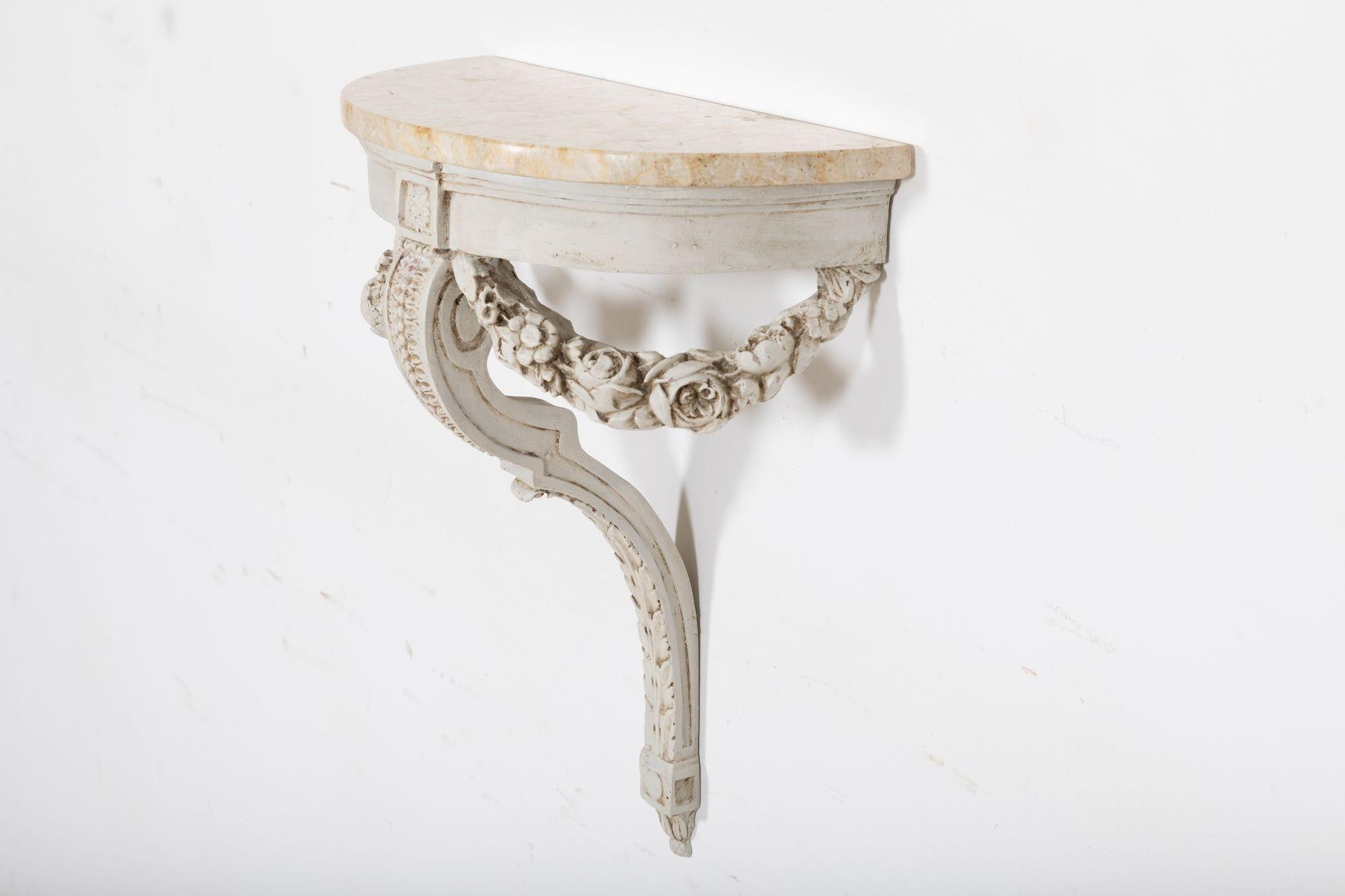 French Neoclassical Painted Marble Console Table For Sale 1