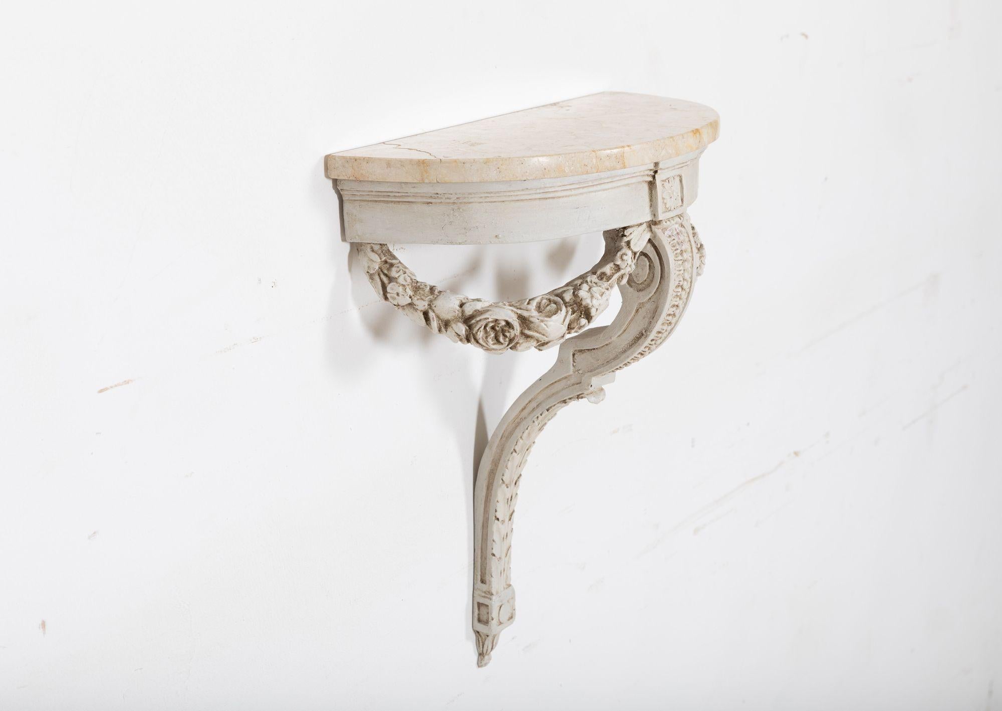 French Neoclassical Painted Marble Console Table For Sale 3