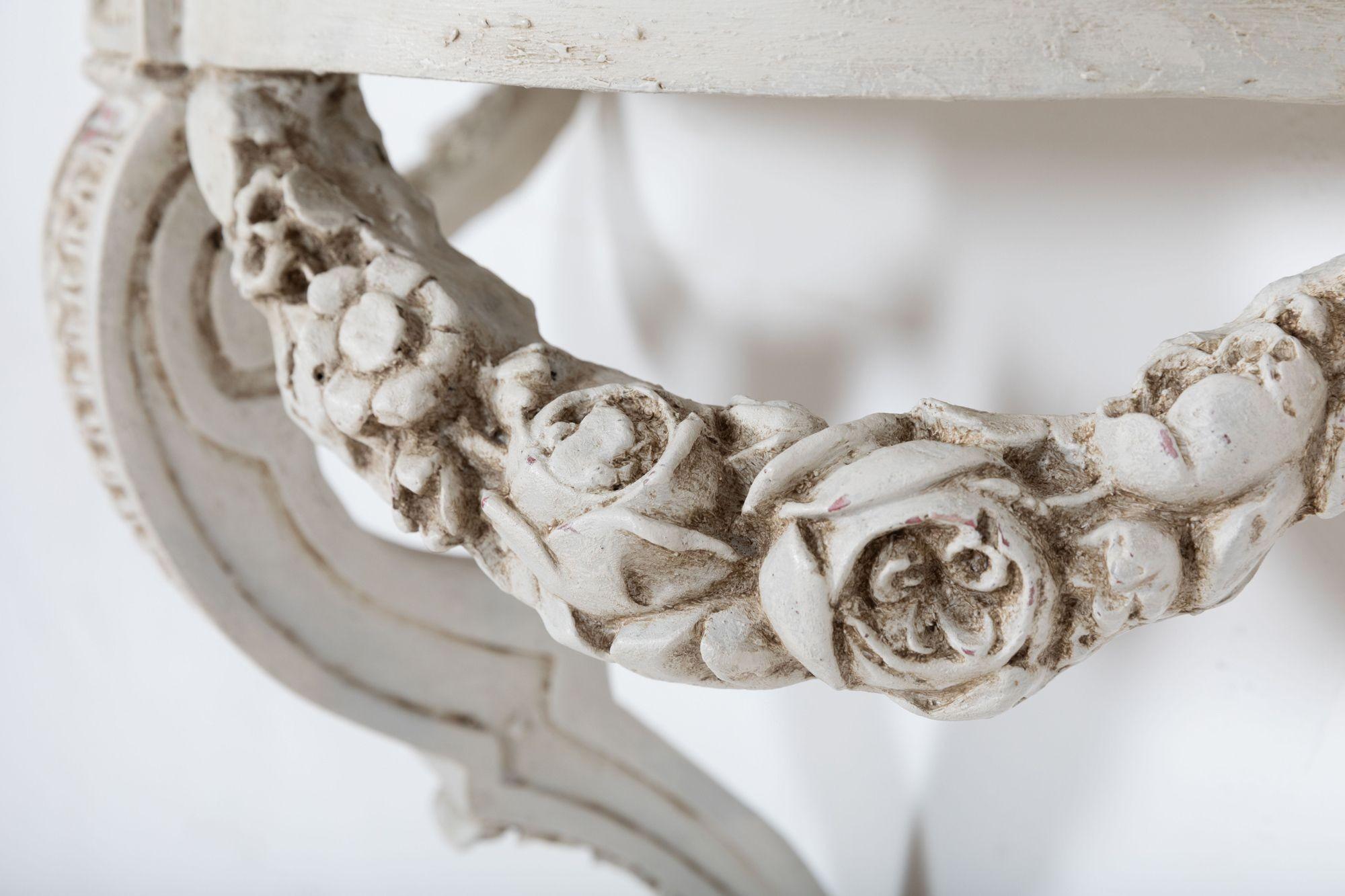 French Neoclassical Painted Marble Console Table For Sale 4