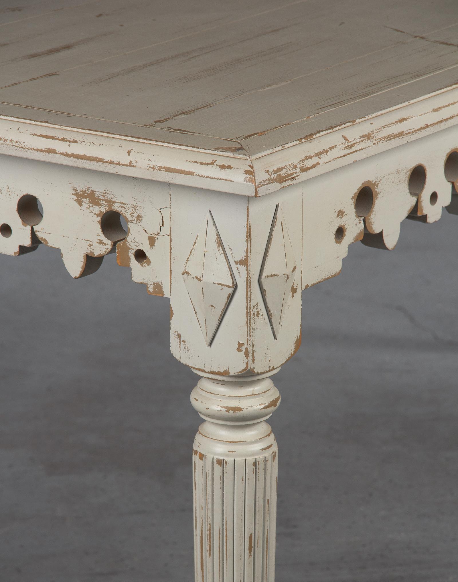 Neoclassical Revival French Neoclassical Painted Oak Dining Table, 1960s