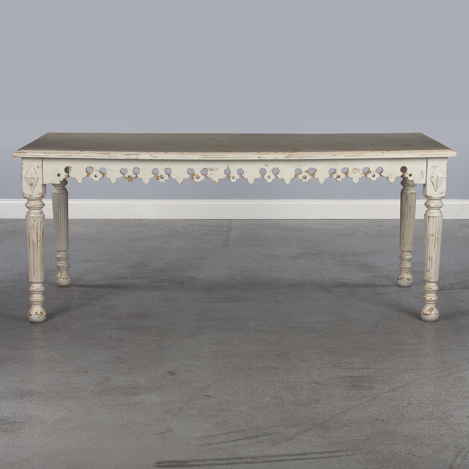 Mid-20th Century French Neoclassical Painted Oak Dining Table, 1960s