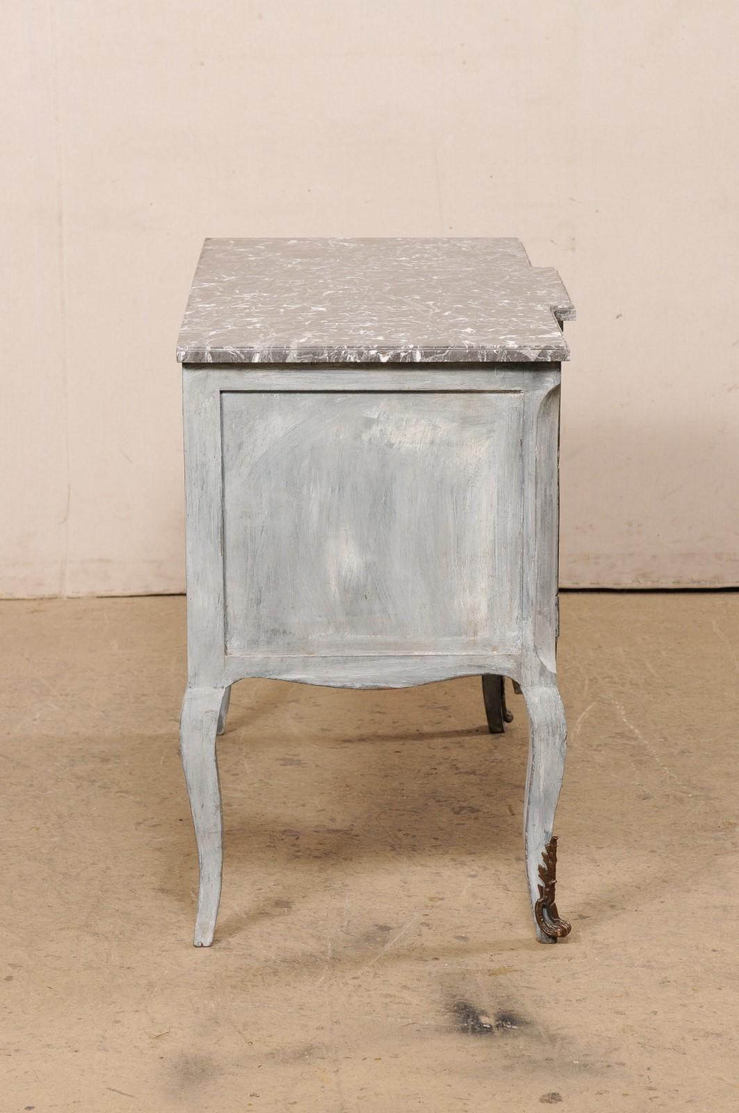 French Neoclassical Painted Wood Breakfront Raised Chest w/Marble Top 19th C. For Sale 2