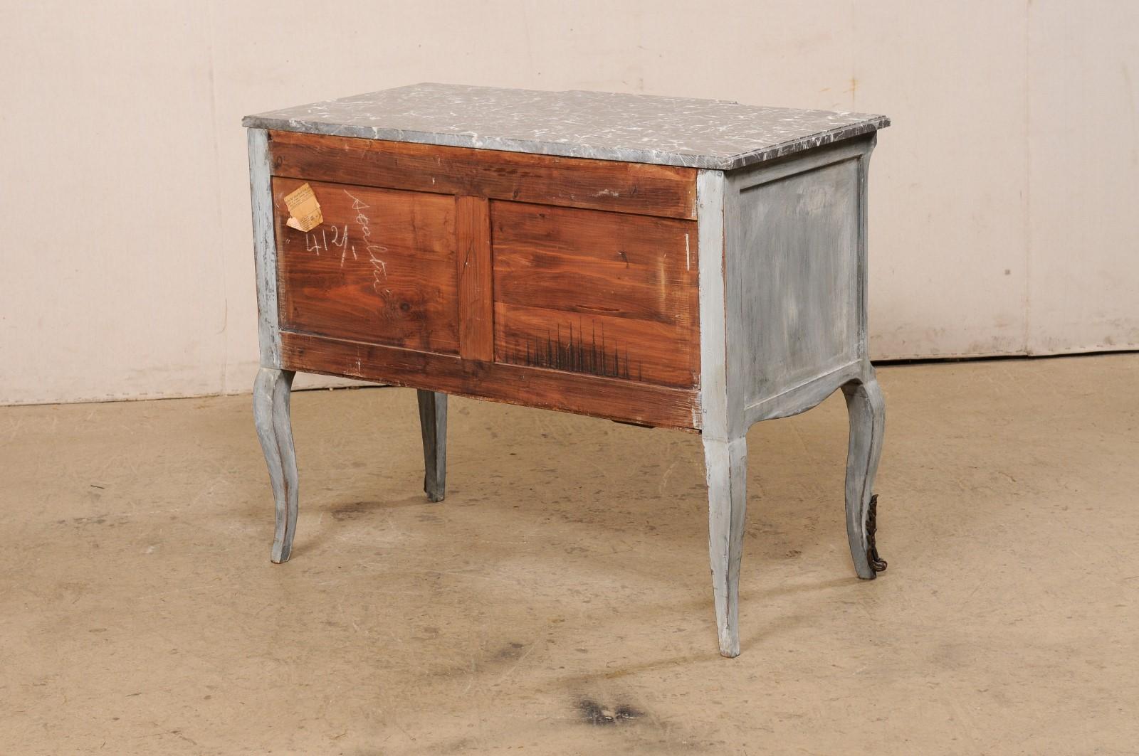 French Neoclassical Painted Wood Breakfront Raised Chest w/Marble Top 19th C. For Sale 3