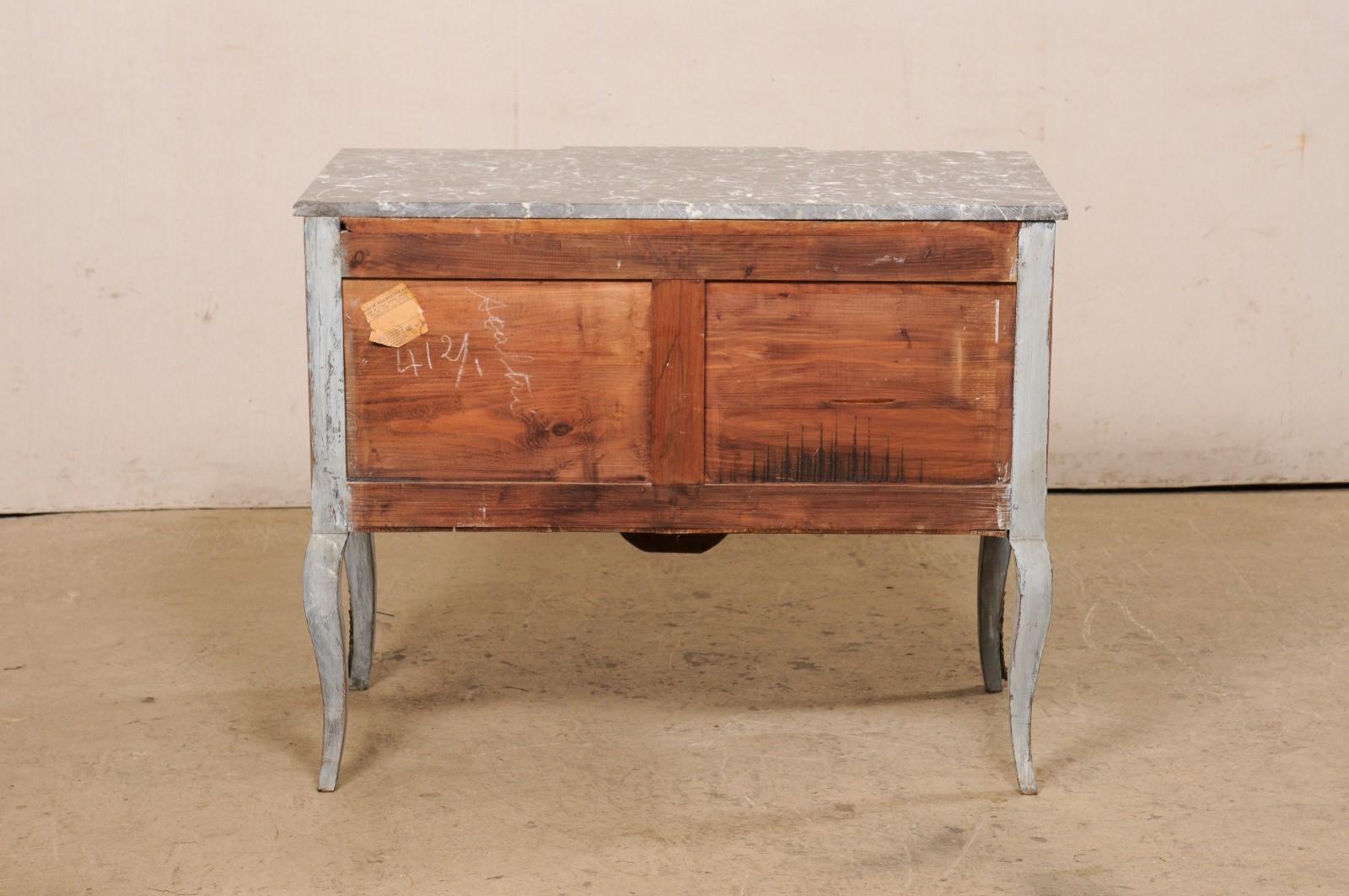 French Neoclassical Painted Wood Breakfront Raised Chest w/Marble Top 19th C. For Sale 4
